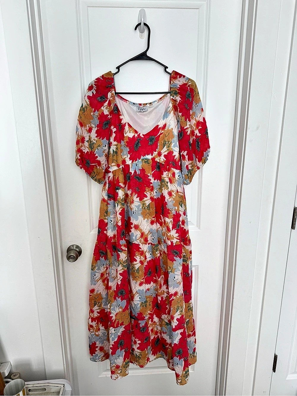 Polagram Floral Maxi Dress in Red & Blue